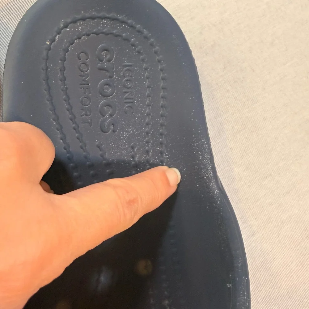 Crocs Classic Two-Strap Slide Sandals Navy Men 8 Women 10‎ Casual Comfort Travel